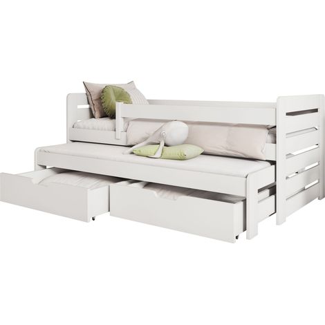 Cama Henderson 127, Blanco, Individual con una cama supletoria-nido, Individuales, 80x170, 80x180, Madera, Somieres, 87x185x77cm (1/3)