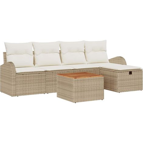 Maison Exclusive - Conjunto de sofás de jardín con cojín 6 pcs Be (1/5)
