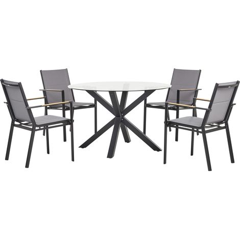 Garden Dining Set 4 Seater MALETTO/BUSSETO Glass Black (1/5)