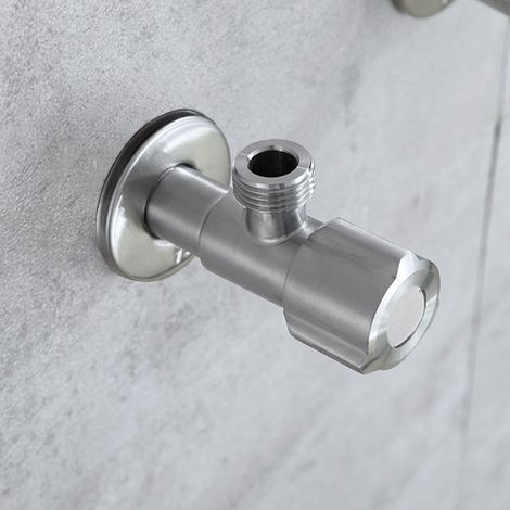 Robinet d'arrêt eau chaude/eau froide pour lavabo en acier inoxydable 304 fileté G1/2", interrupteur d'arrivée d'eau pour toilettes, robinet d'arrêt coudé (1/5)