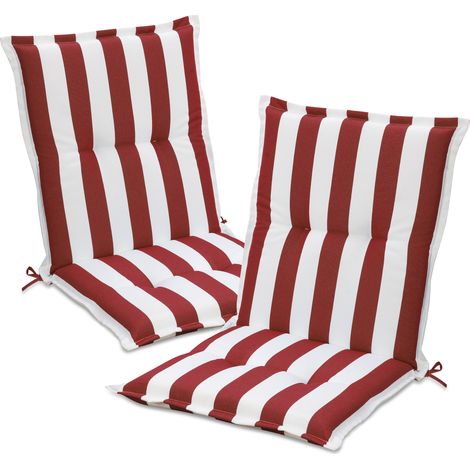 Aoodor Outdoor Low Back Chair Cushions, 100x50x6 cm Fade-Resistant Patio Cushions for Dining Chairs, Set of 2 for Deck & Porch Chairs-red