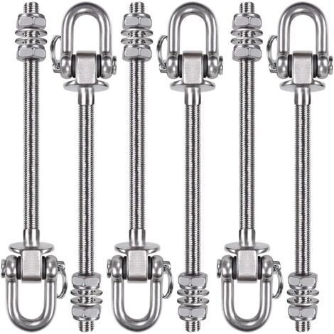 - Cintre Robuste en Acier Inoxydable - Capacité de 300kg - 23,5 cm x M10 - Crochets pour balançoire en Bois et en Acier - pour hamac de Yoga, hamac, Sac de Frappe, véranda, 6 par boîte (1/5)
