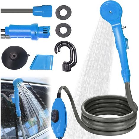 Campingdusche 12 V tragbar mit Handbrause und Schlauch Pumpe Tauchpumpe für Wandern, Camping, Reisen, Strand, Haustiere (1/5)
