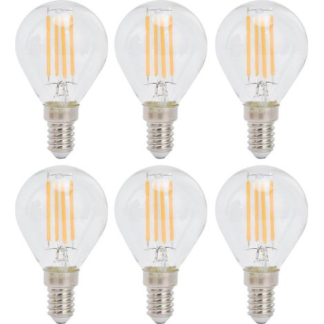 Lot de 6 ampoules LED globe E12 4W G45 à filament vintage, en verre transparent, lumière chaude, décoration intérieure, 110 V (1/5)