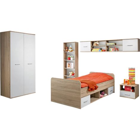 Chambre complète enfant, ado collection DENVER. Armoire, Lit, bibliothèque, chevet et étagère