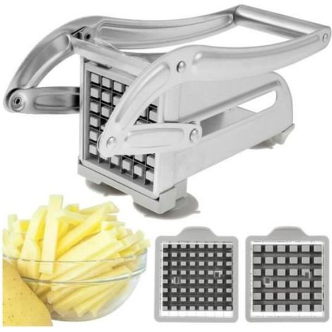 Coupe Frites - Professionnel - Acier Inoxydable - 2 Lames de Rechange - Antidérapant - Design Contemporain (1/4)