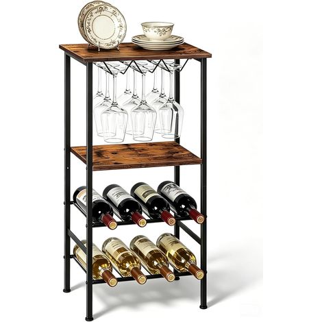 Range Bouteille Vin 4 Niveaux Autonome Rangement Bouteille Brun 80x40x30Cm (1/5)