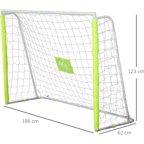 But de football extérieur en métal (avec poteaux et supports en tissu Oxford), 186 x 62 x 123 cm, jaune (1/5)