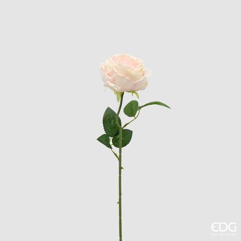 EDG Enzo De Gasperi Rosa Ramo con Foglie H 50 Cm Pianta Artificiale Rosa Chiaro