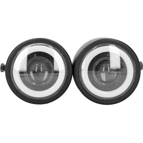 Fari LED universali rotondi doppio luce Angel Eyes luci di posizione bianche DRL per moto retro (1/3)