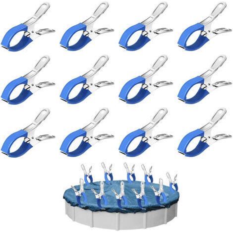 FENOPLASTICA12 clips métalliques pour couverture de piscine, clips pour bâche de piscine avec film protecteur, clips pour piscine hors sol, clips haute résistance pour couverture de piscine (1/5)