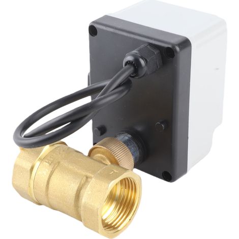 Vanne à bille motorisée électrique 2 voies NF ouverte manuelle auto intégrée DN25 220V AC laiton (1/5)