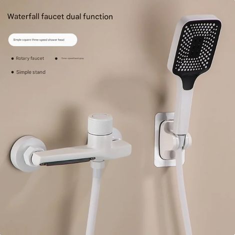 (Blanc A) Robinet de baignoire cascade avec douchette à main, mitigeur de douche mural pour salle de bain (1/5)