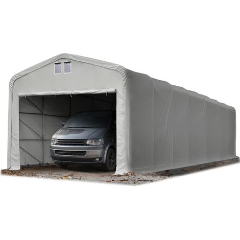 4x16m tente-garage de stockage, porte 3,5x3,5m, toile PVC d'env. 550 g/m²