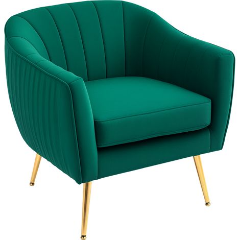Green Velvet-Feel Shell Back Accent Chair for Stylish Home Decor and Comfort