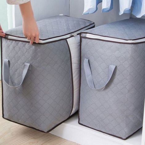 Lot de 2 Boîtes de rangement, Pliable, Tissu non tissé, Fenêtre transparente, Pour placard ou sous le lit (1/5)