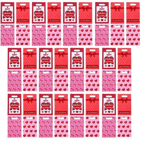 Lot de 50 sacs cadeaux pour la Saint-Valentin, pochette plate en plastique OPP, pour bonbons et biscuits. (1/4)