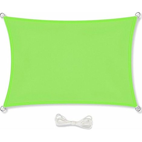 RHG Voile d'ombrage 2x3m Auvent Résistante aux Imperméable pour Patio & Terrasse Jardin de Protection Solaire 90% Une Protection des Rayons UV avec Corde Libre Rectangulaire Vert