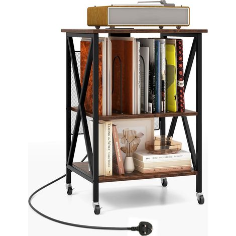 COSTWAY Record Player Stand Turntable Stand Vinyl Storage Cabinet Brown (1/5)