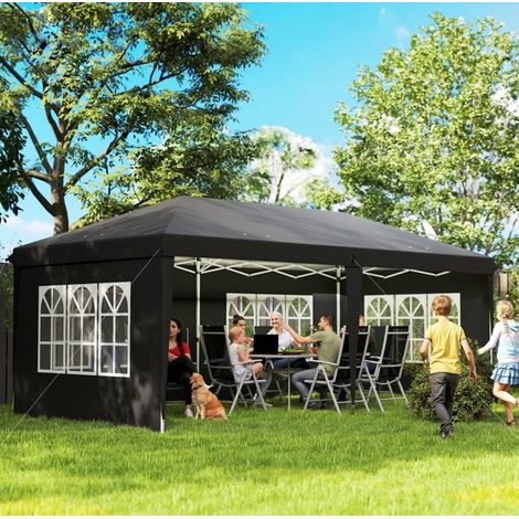 Pavillon pliant 3x6 m noir étanche tissu Oxford 210D PVC pour jardin - CHICFURN (1/5)