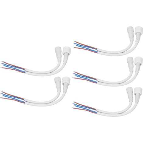 Câble étanche 2x1mm², fiche mâle-femelle portable, raccord rapide, lot de 5, blanc, connexion électrique extérieure. (1/5)