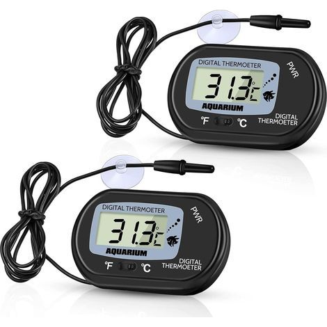 Set of 2 LCD Digital Thermometers, Waterproof Probe, Accurate Display, For Aquarium (1/5)