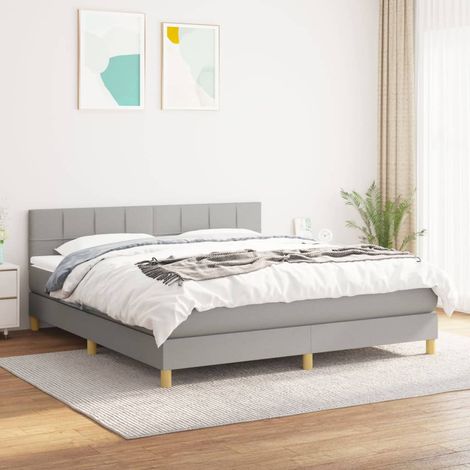 Cama box spring con colchón tela gris claro 160x200 cm vidaXL