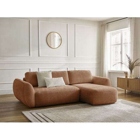 BOBOCHIC - Canapé d'angle convertible DENISE tissu texturé Angle droit Orange (1/5)