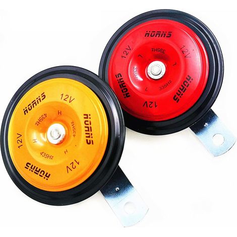 Kit de klaxon universel en métal 12 V, 118 dB, ton aigu et bas, rouge compact, pour voiture, camion, moto, bateau (1/5)