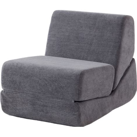 Canapé convertible pliable en velours gris, dossier large, structure sans armature, 3 positions de détente pour lire, regarder la TV ou recevoir des amis  CHICFURN (1/5)