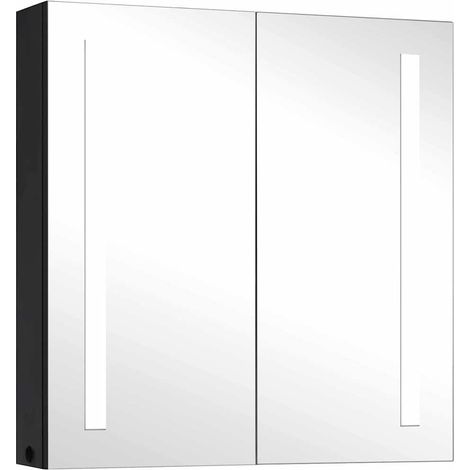 Armadietto Bagno Mobile da Bagno con Specchio e LED 60x14x62 cm (1/5)