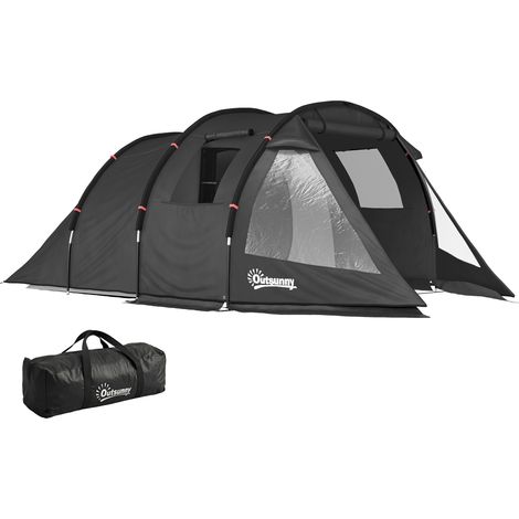 Campingzelt Trekkingzelt Zelt, wetterbeständig, 2 Räume, 475 x 264 cm Breite x 172, Schwarz