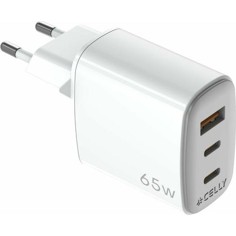 Caricabatterie da parete celly uptc1usb2usbc65 bianco (1/5)