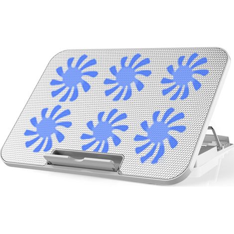 Support De Refroidissement Pour Ordinateur Portable - 6 Ventilateurs Silencieux Avec LED - Compatible Ordinateurs Jusqu’à 17,3 Pouces - Hauteur Réglable - Câble USB Tressé - Noir (1/5)