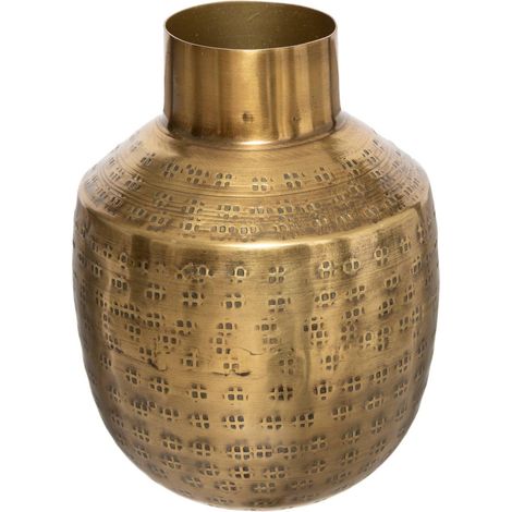 Vase Oasis - gehämmertes Metall - goldfarben H. 15 cm