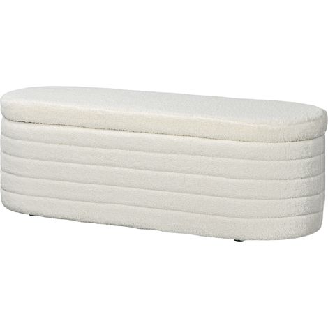 Panca Fondo Letto Teddy Stoff-Aufbewahrungsbett, für Flur und Schlafzimmer, 116 x 41 x 40,5 cm, Creme