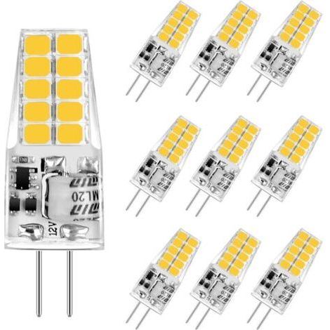G4 LED 3.5W bulb, warm white 3000K, LED G4 bulb, 350lm, equivalent to 20W/35W halogen lamps, 12V AC/DC, flicker-free, non-dimmable, 360° beam angle, 10 pieces (1/4)
