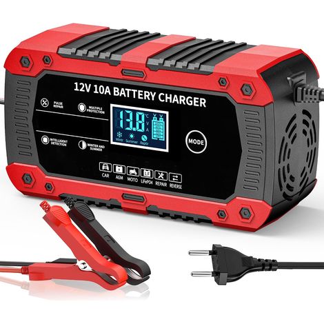 Chargeur Batterie Voiture 12V10A, Maintien de Charge Batterie avec Réparation Auto, LiFePO4 Battery Charger Intelligent avec Écran LCD, pour Voiture/Moto/Camion/AGM/Gel/Wet/SLA (1/5)