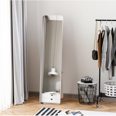 Specchio da terra o parete a figura intera con cornice pieghevole bianco 37 x 43 x 156 cm OKMYHOME (1/5)