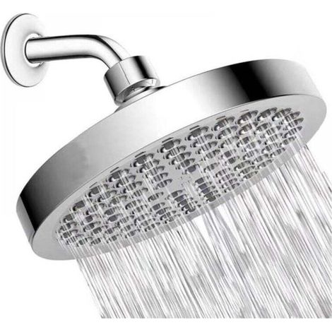 Pomme de Douche de 15cm - Pommeau de Douche Rond à Haute Pression en Acier Inoxydable 304 pour une Douche Confortable à Basse Pression d"Eau - Installée au Mur ou Plafond (Chrome) (1/5)