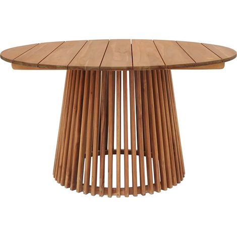 LIRICIA - Table Repas de Jardin Ø120cm en Teck Massif Pied Central Ajouré