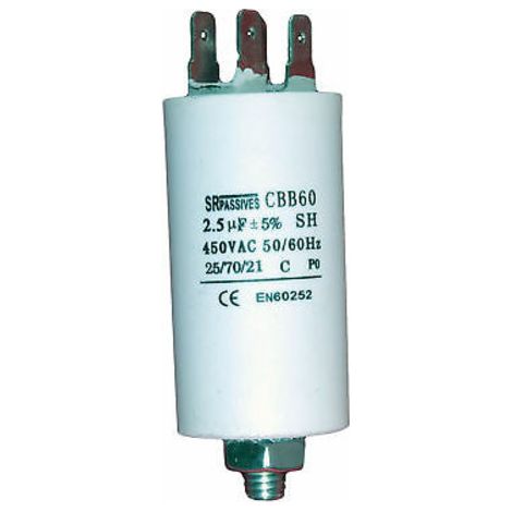 2,5uf 450vac Kondensator Motor 30x57mm Faston + R8 2.5mf450v/f/3057