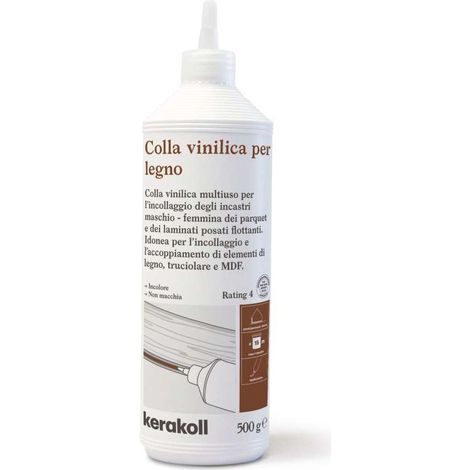 Kerakoll Colla Vinilica per Legno 500g - Adesivo Bianco per Parquet e Laminati