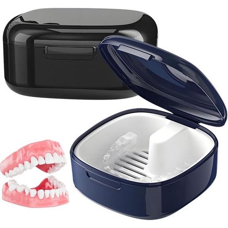 Boîte pour prothèse dentaire - Facile à transporter - Boîte pour prothèse dentaire - Boîte pour brackets - Avec bac de récupération - Avec couvercle - Boîte - Pour appareils orthodontiques, prothèses (1/5)