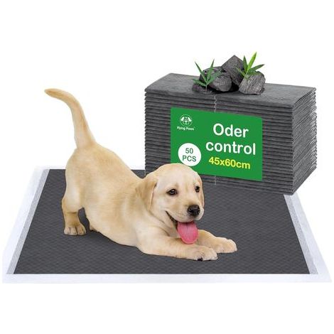 Lot de 50 Tapis Dressage Chiens Moyens, Ultra absorbants, Anti-odeurs Charbon, Protection sols, pour Maison, Cage et Voyage (M 45×60cm) (1/5)