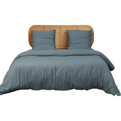 Parure de lit en gaze de microfibre 260 x 240 cm Uni bleu