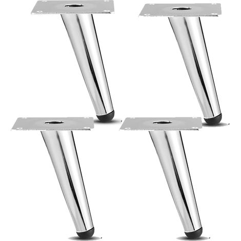 pieds de meubles Pieds de meubles argentés Pieds de table en acier inoxydable Pieds de meubles épais Pieds de meubles inclinés Pieds coniques pour tables et tables d'appoint (40 cm) (1/4)