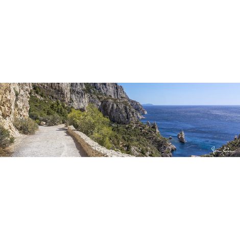 Tableau sur toile calanque route 30x97 cm - Impression sur Toile Murale Décorative - Image imprimée en HD sur Toile - Toile sur Châssis en Bois FSC - Fabriqué en France (1/4)