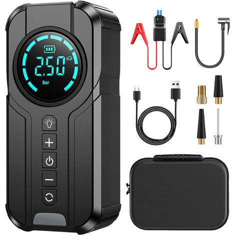 Compresseur d'air portable pour pneus, avec télécommande, pour gonfler les pneus de vélo, de voiture ou de moto.-AquaForge