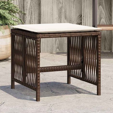 Taburetes de jardín con cojines 4 uds ratán sintético marrón vidaXL (1/5)